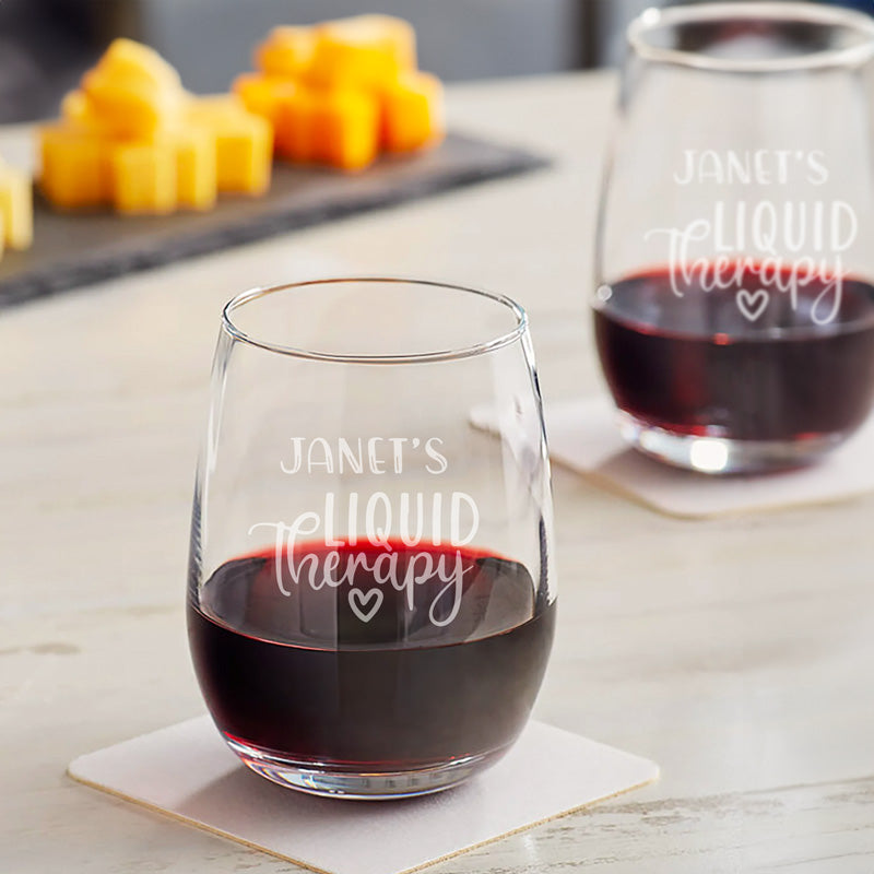 Set of Two Personalised Stemless Wine Glass