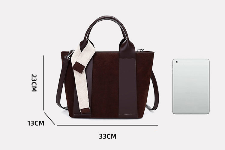 Suede Women’s PU Leather Handbag / Elegant Multi-Pocket Crossbody Bag – 33 × 13 × 23 cm