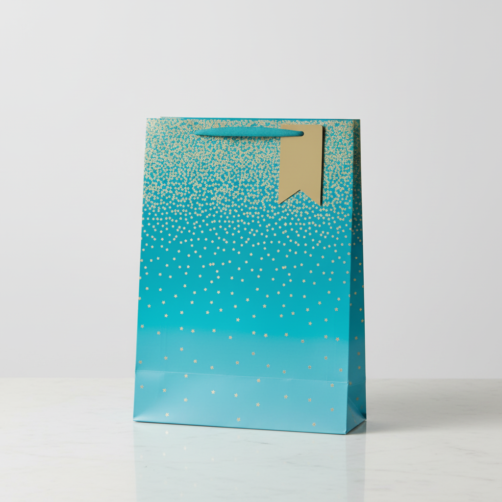 Teal Ombre Wide Gusset Gift Bag