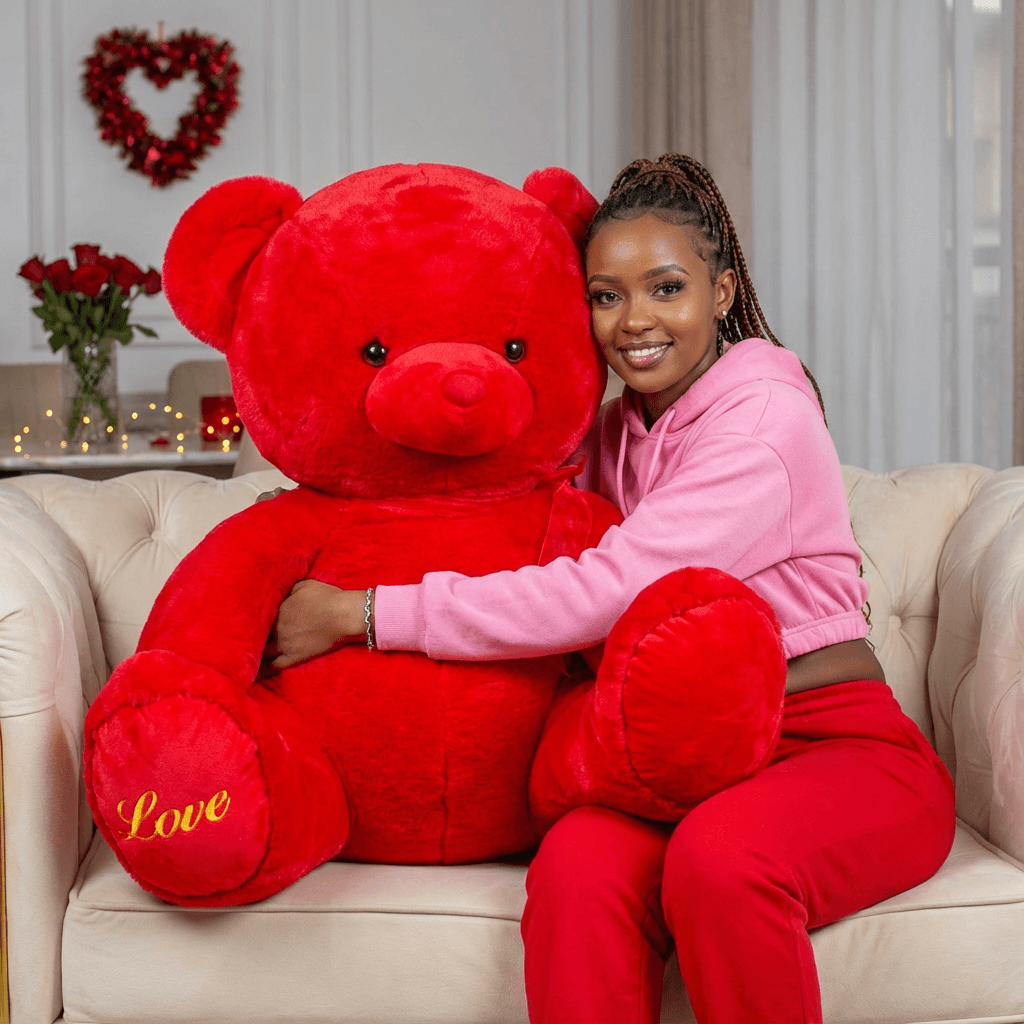 Plush Red Teddy Bear - 90cm