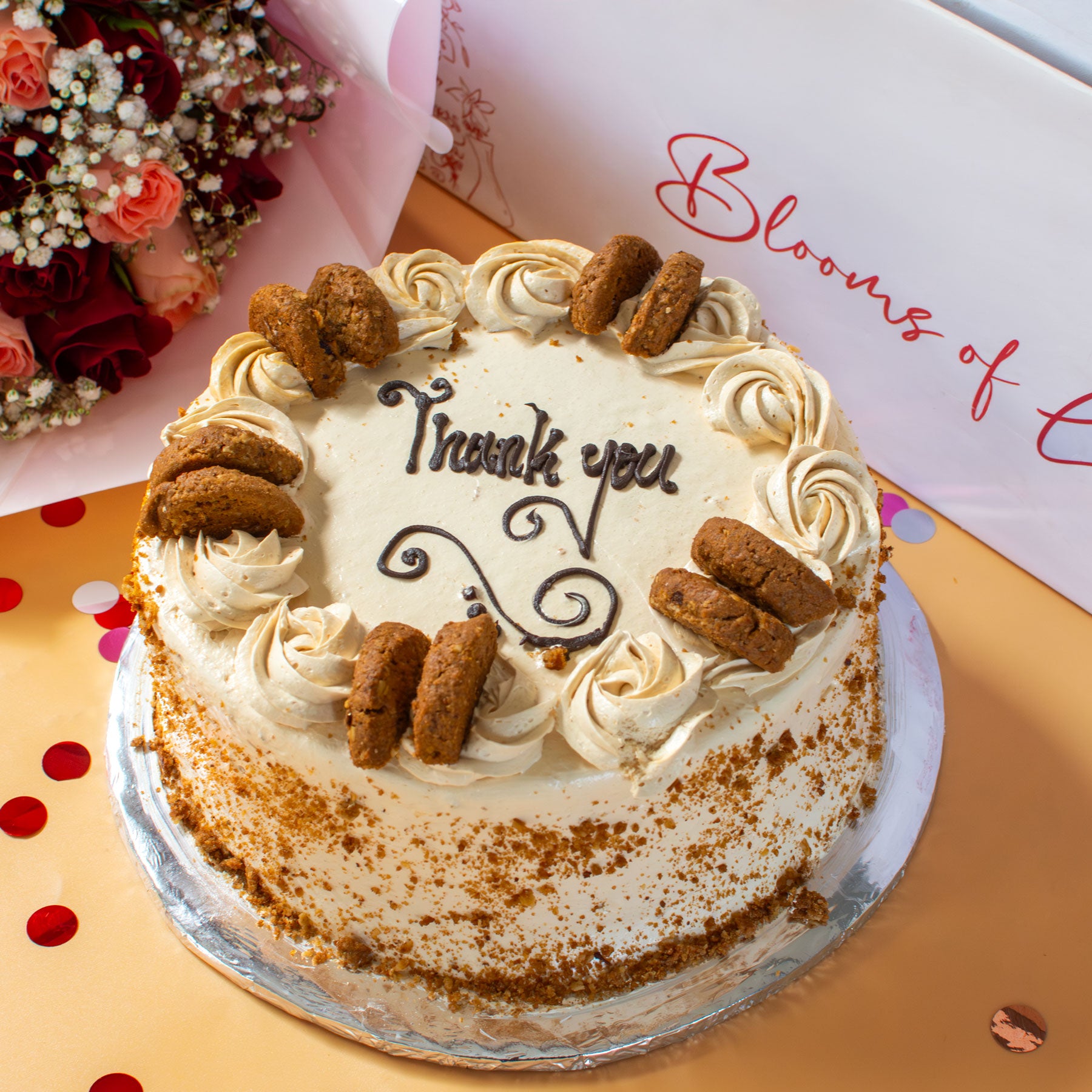 Thank You Cake & Mixed Bouquet Gift Set