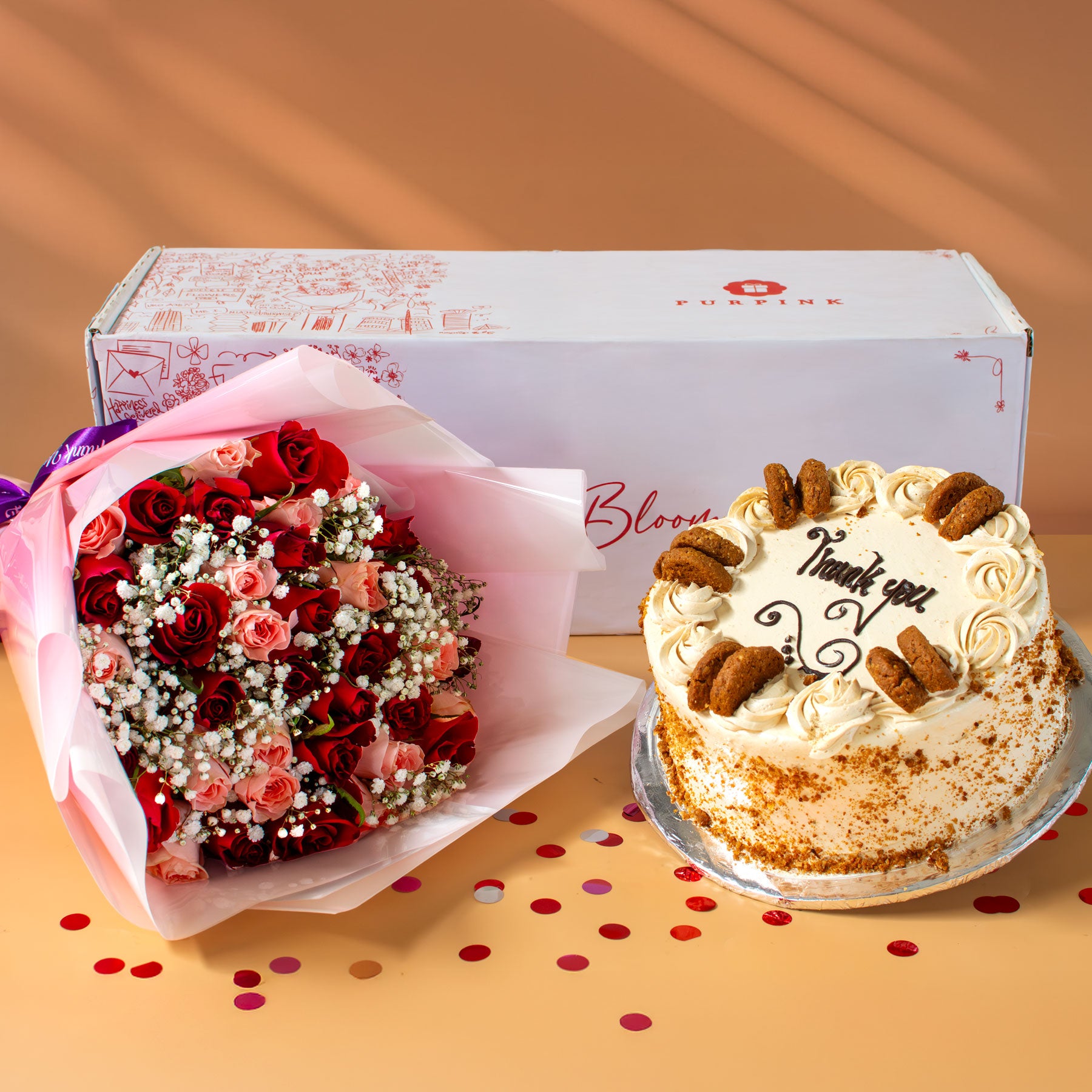 Thank You Cake & Mixed Bouquet Gift Set