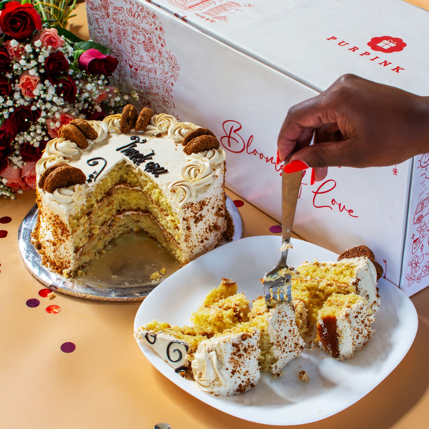 Thank You Cake & Mixed Bouquet Gift Set
