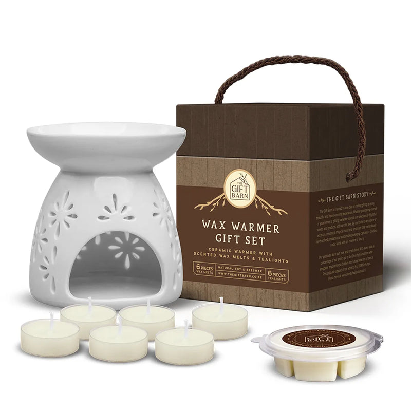 The Gift Barn Wax Warmer Gift Set With Melts & Tea Lights