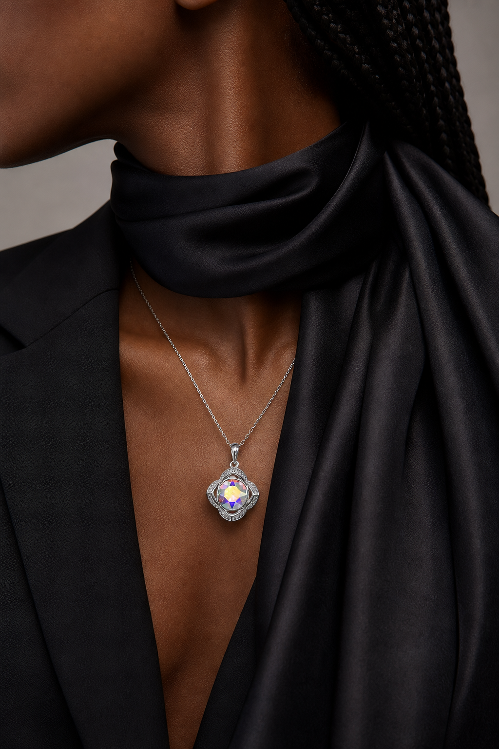 The Ivy Necklace – Rhodium Plated – Flower