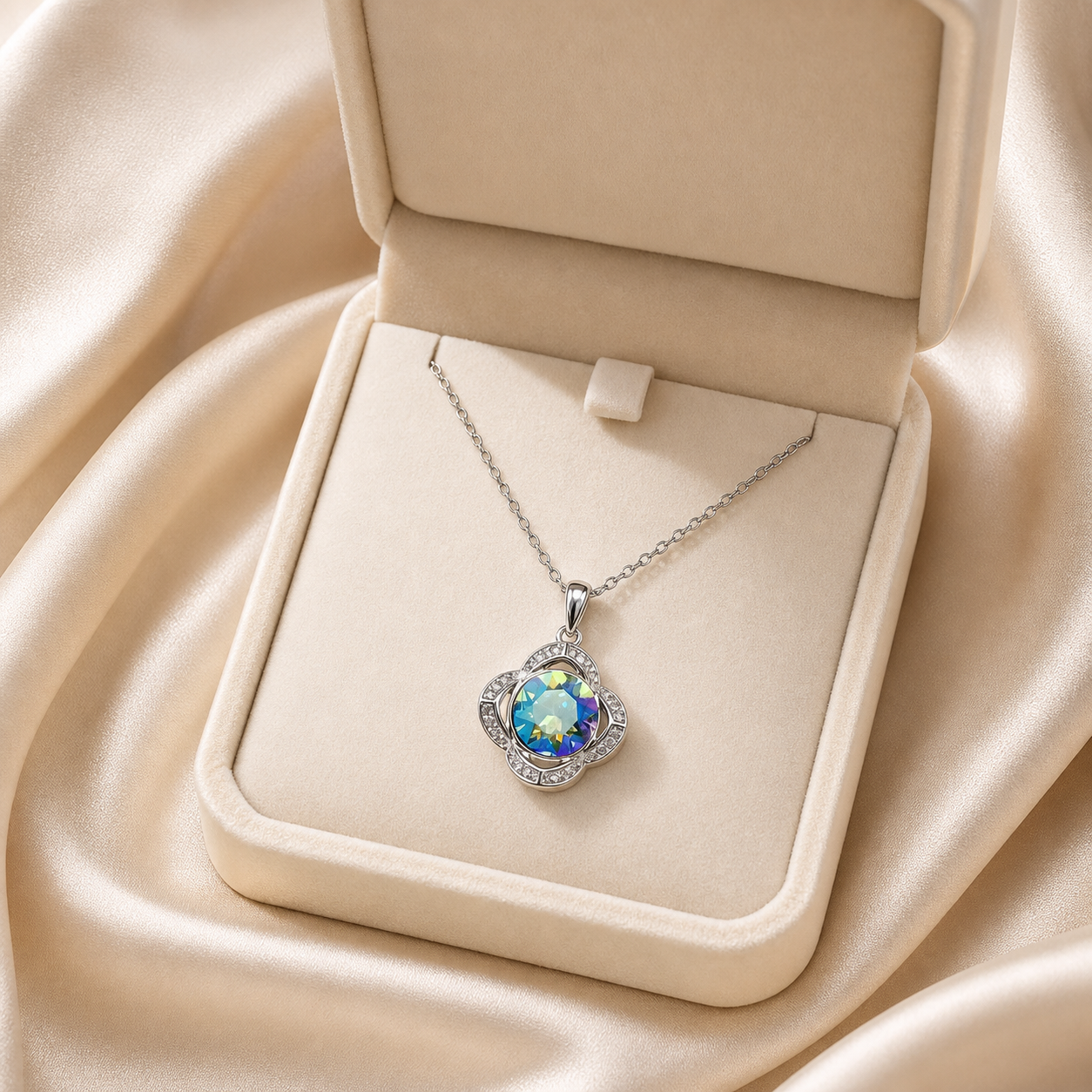 The Ivy Necklace – Rhodium Plated – Flower