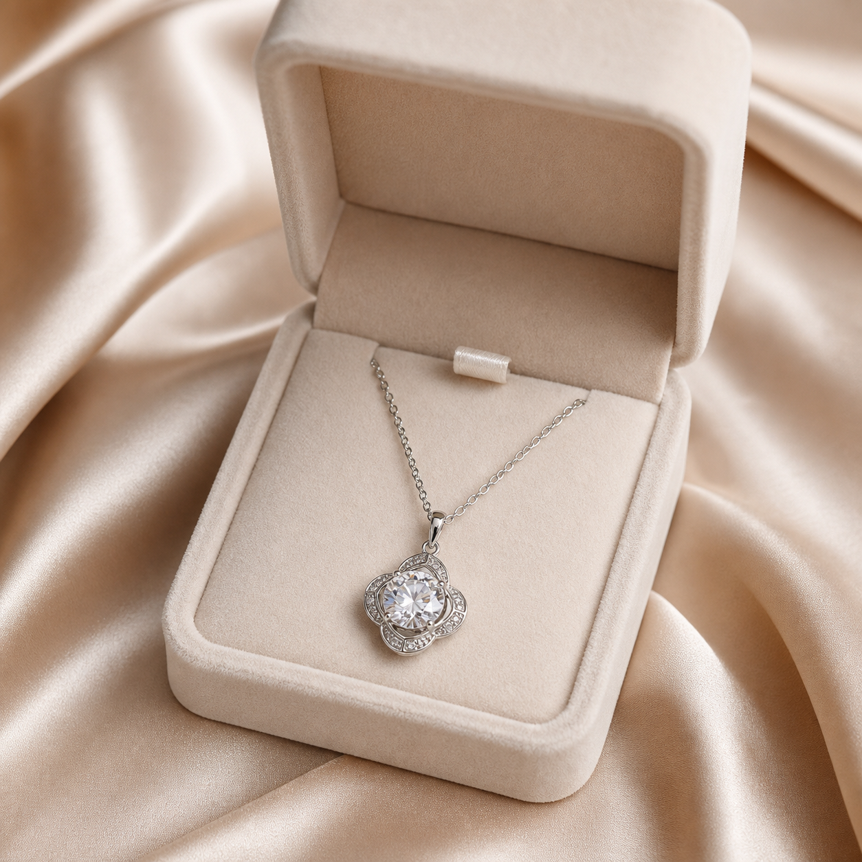 The Ivy Necklace – Rhodium Plated – Flower