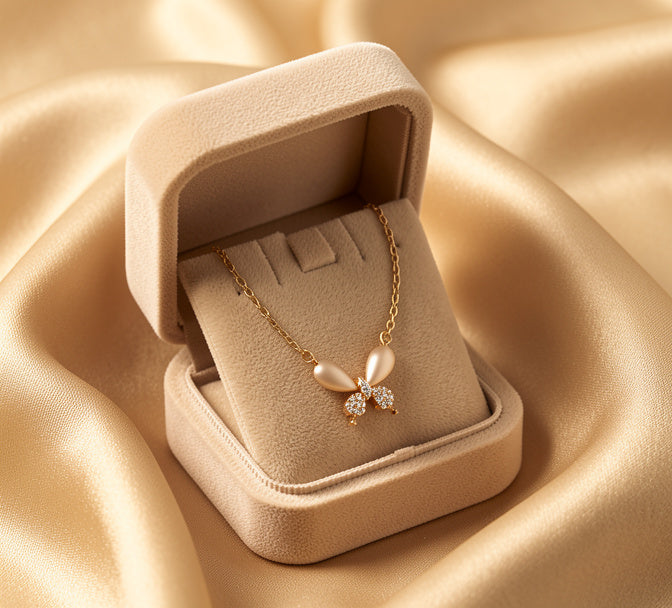 The Serena Necklace: Rhodium-Plated Butterfly