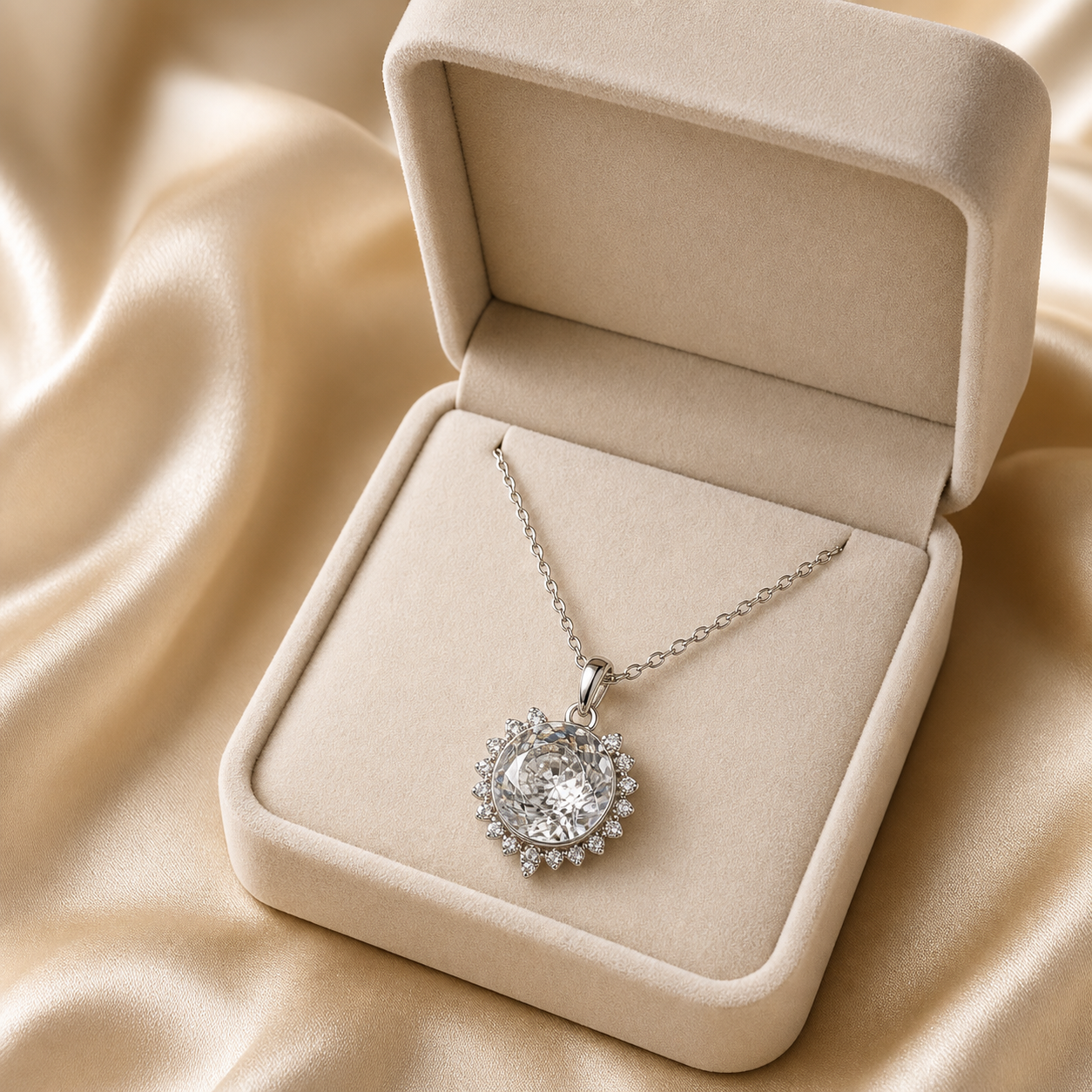 The Soleil Necklace – Rhodium Plated – Sunshine