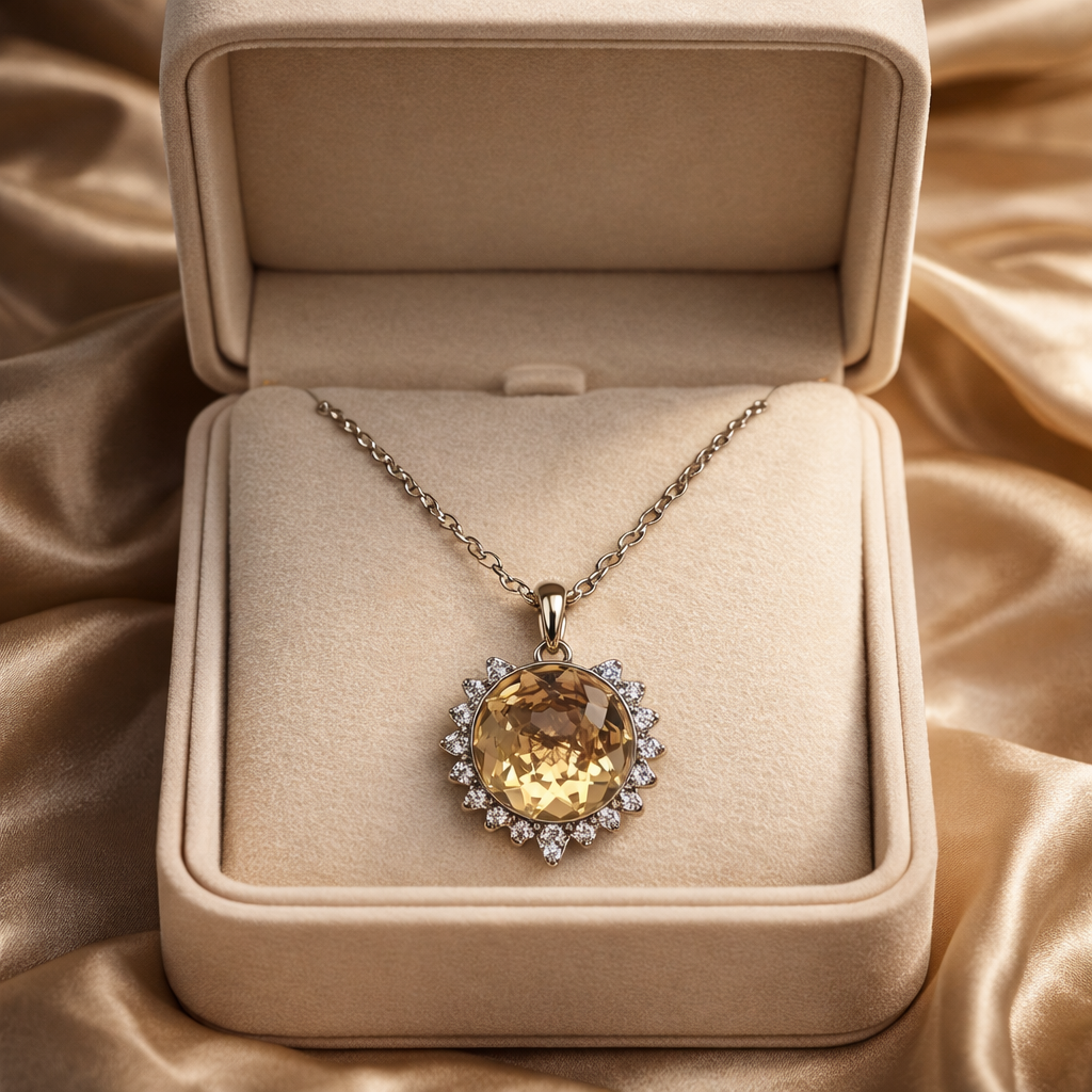 The Soleil Necklace – Rhodium Plated – Sunshine
