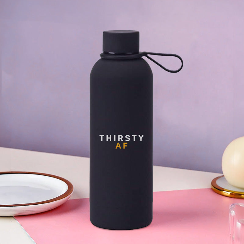 Thirsty AF Soft Touch Black Water Bottle - 500ml