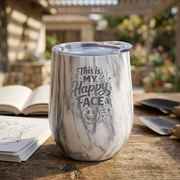 White Marbled Round Bottomed Tumbler