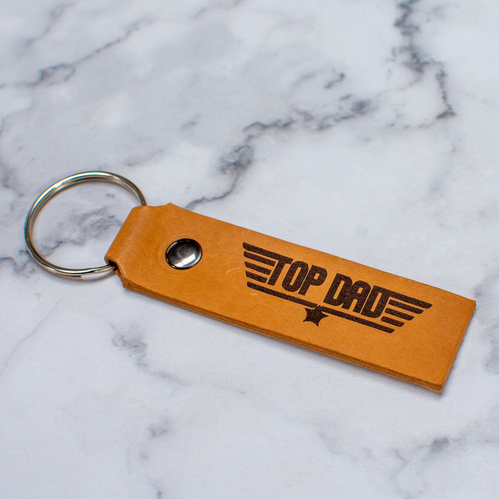 Top Dad Genuine Leather Keychain