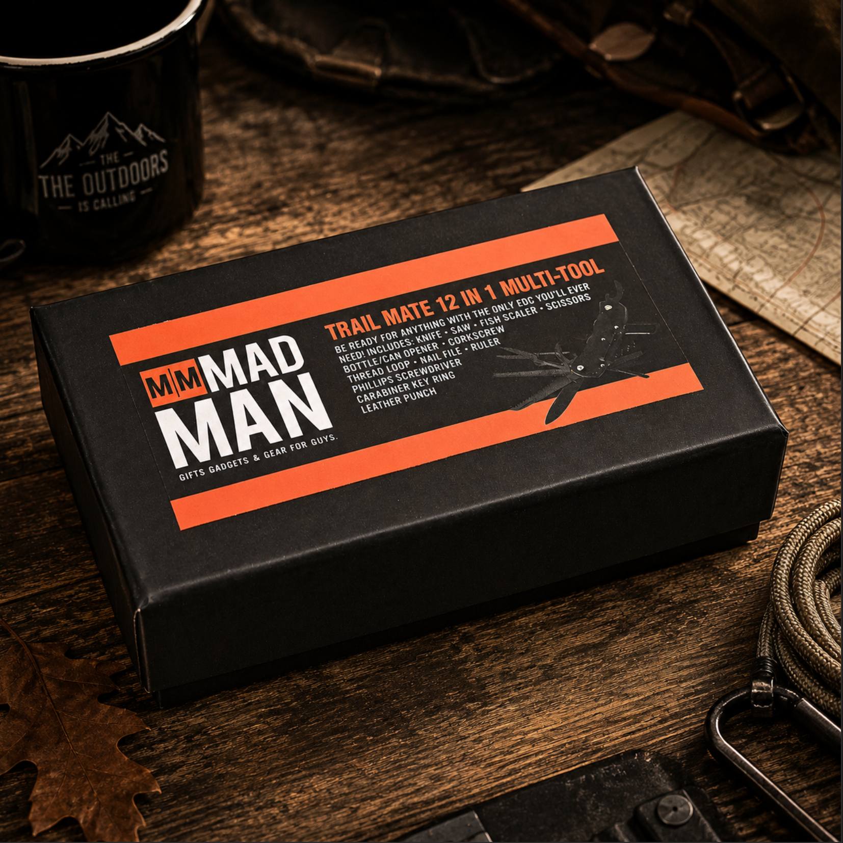 Mad Man Trail Mate 12-in-1 Multi-Function Pocket Tool – Black