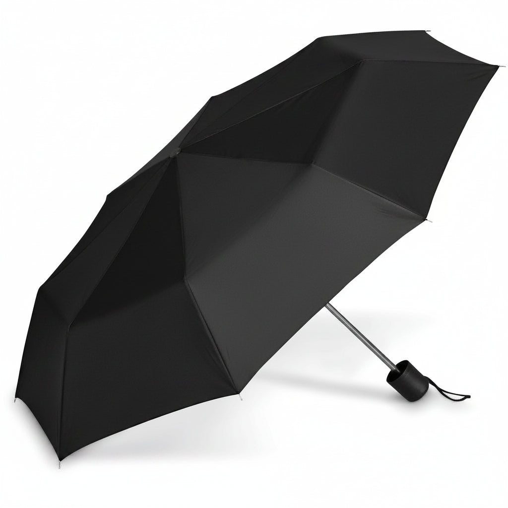 Black umbrella on a white background