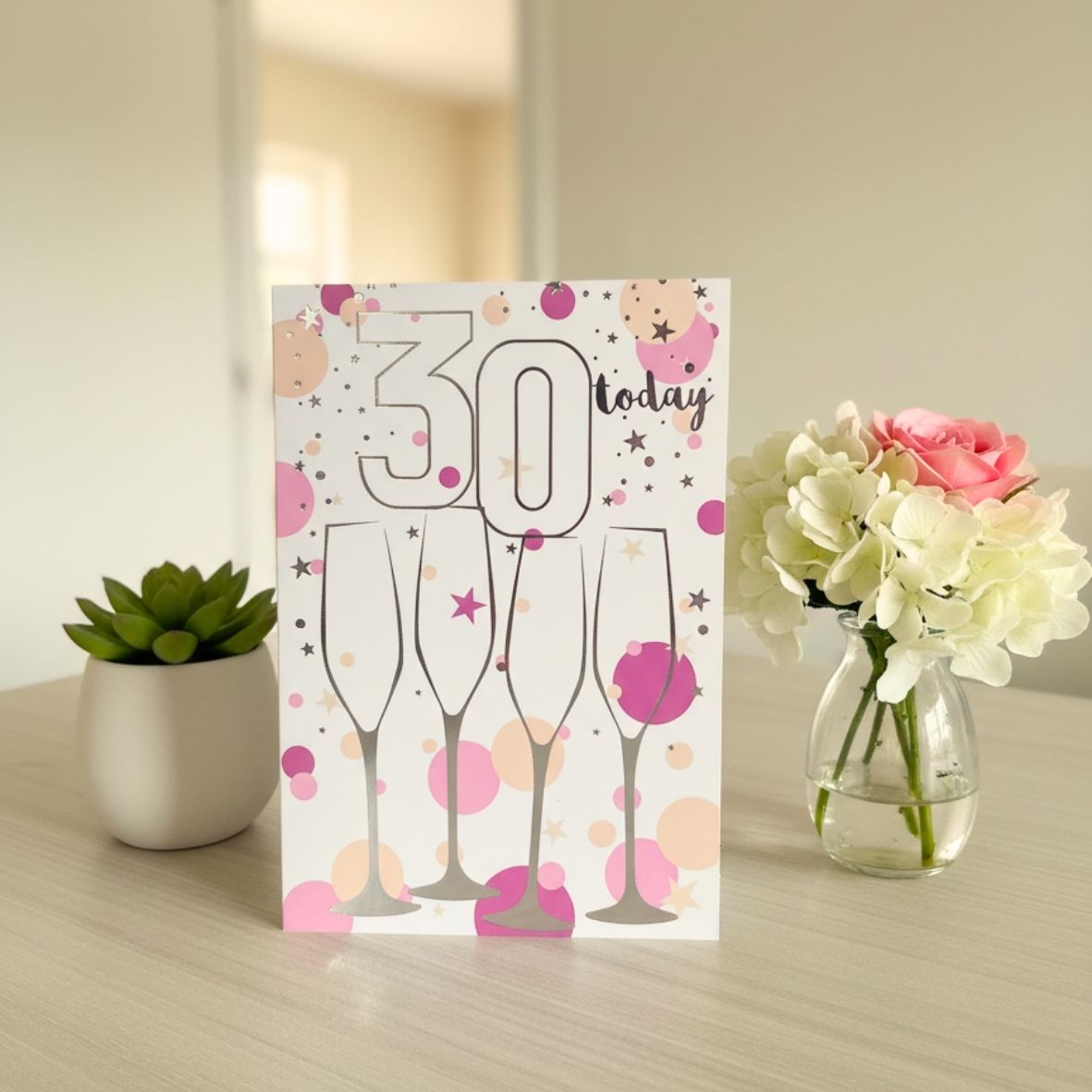 Fabulous at 30 – Pink & Silver Celebration Card