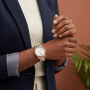 U.S. Polo Assn. Women's Silver & Rose Gold-Tone Bracelet Watch