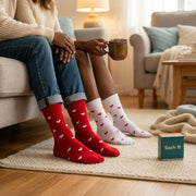 Heart to Heart Cotton Heart Print Sock Set 5.1 Inch – 2-Pair Red & White Socks