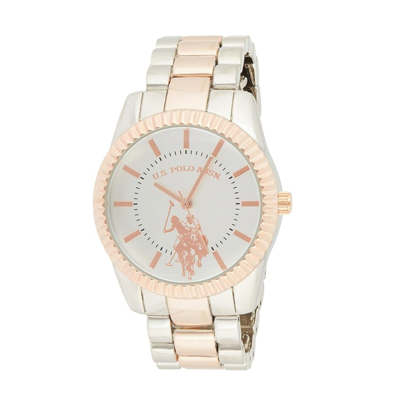 U.S. Polo Assn. Women's Silver & Rose Gold-Tone Bracelet Watch