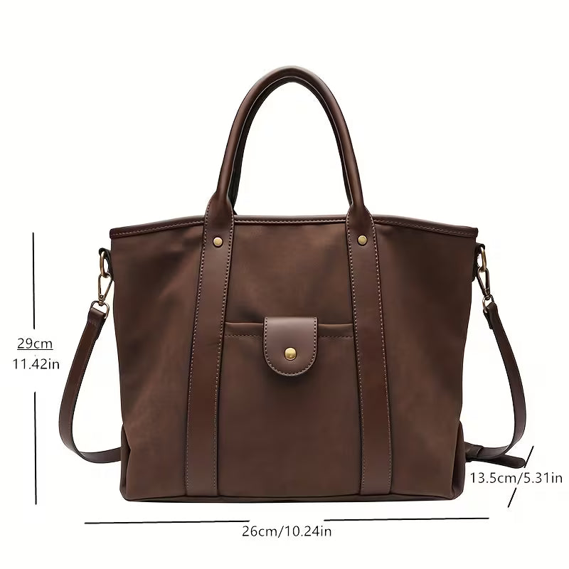 Vintage Canvas Travel Tote Bag /  Removable Strap & Durable Handles – 26 × 13 × 29 cm