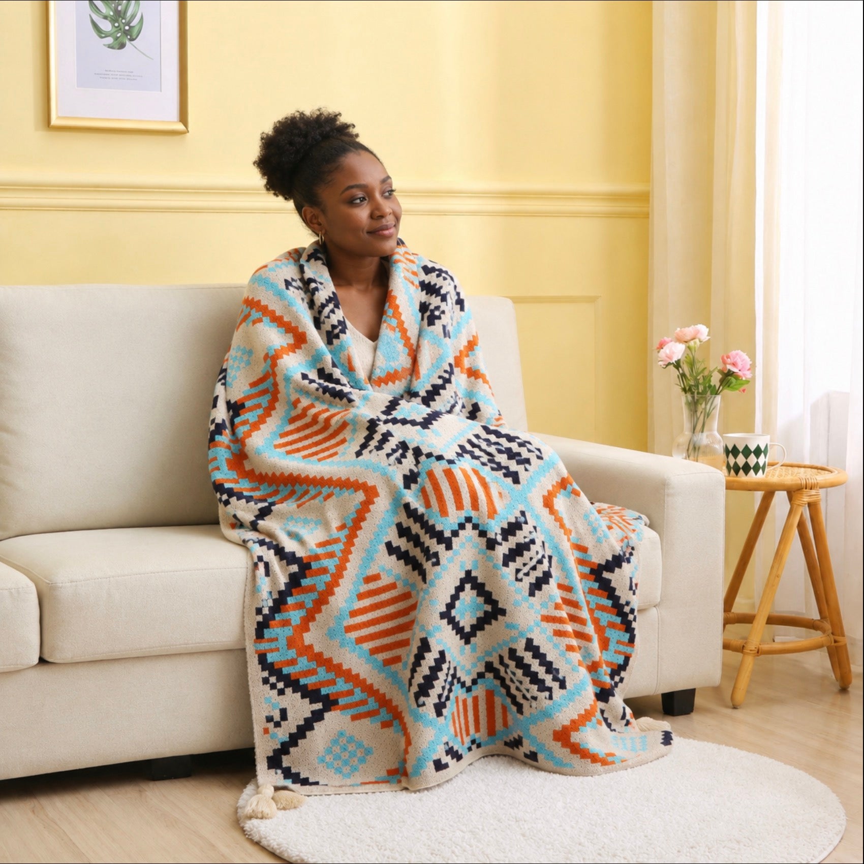 Cosy throw blanket gift for housewarming