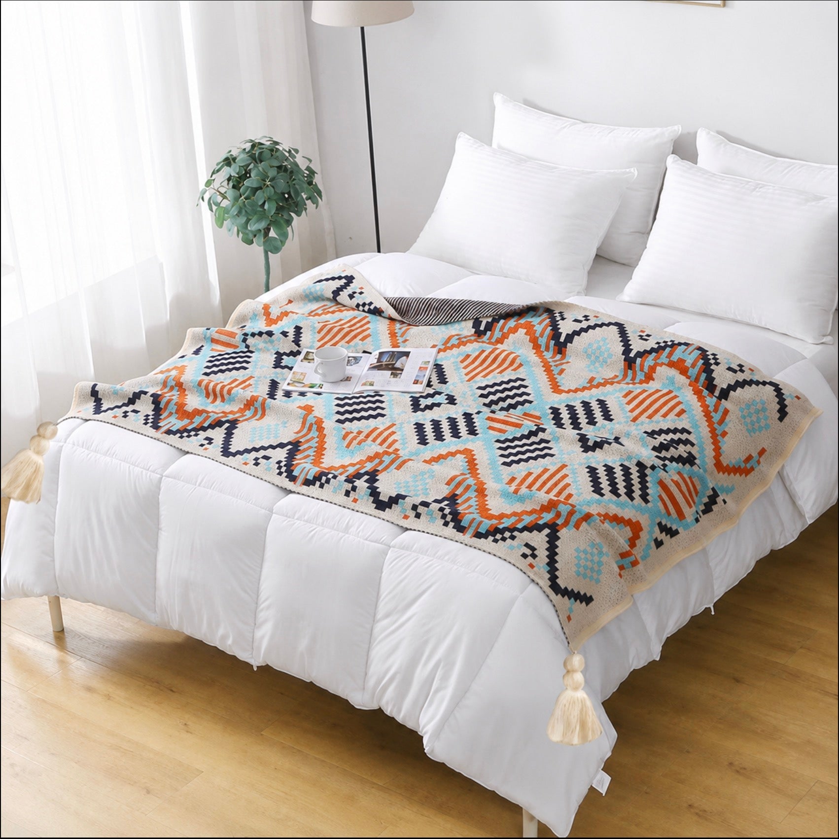 Bohemian tassel throw for home décor