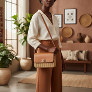 Women’s Rattan Straw Crossbody Purse / Woven Sling & Shoulder Bag – 21 × 7.5 × 14 cm