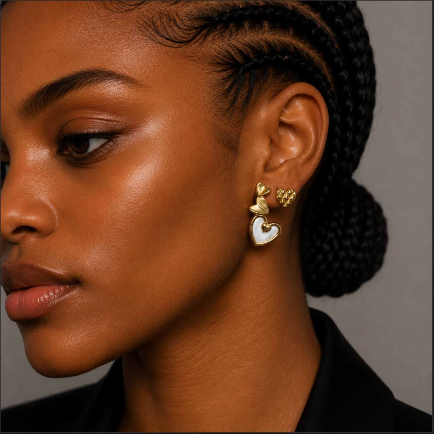 Heart Crystal Trio Earring Set – Gold Plated