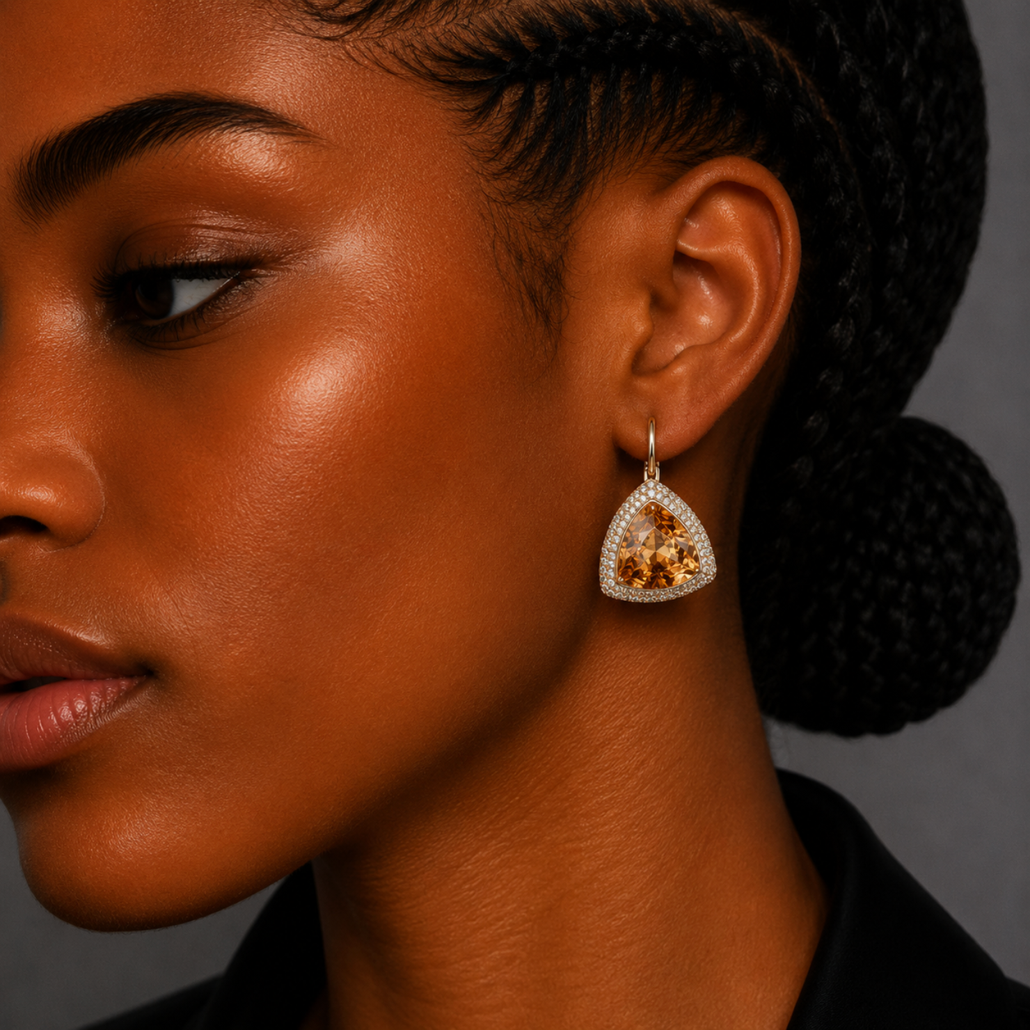 Geometric Triangle Swarovski Earrings – Premium