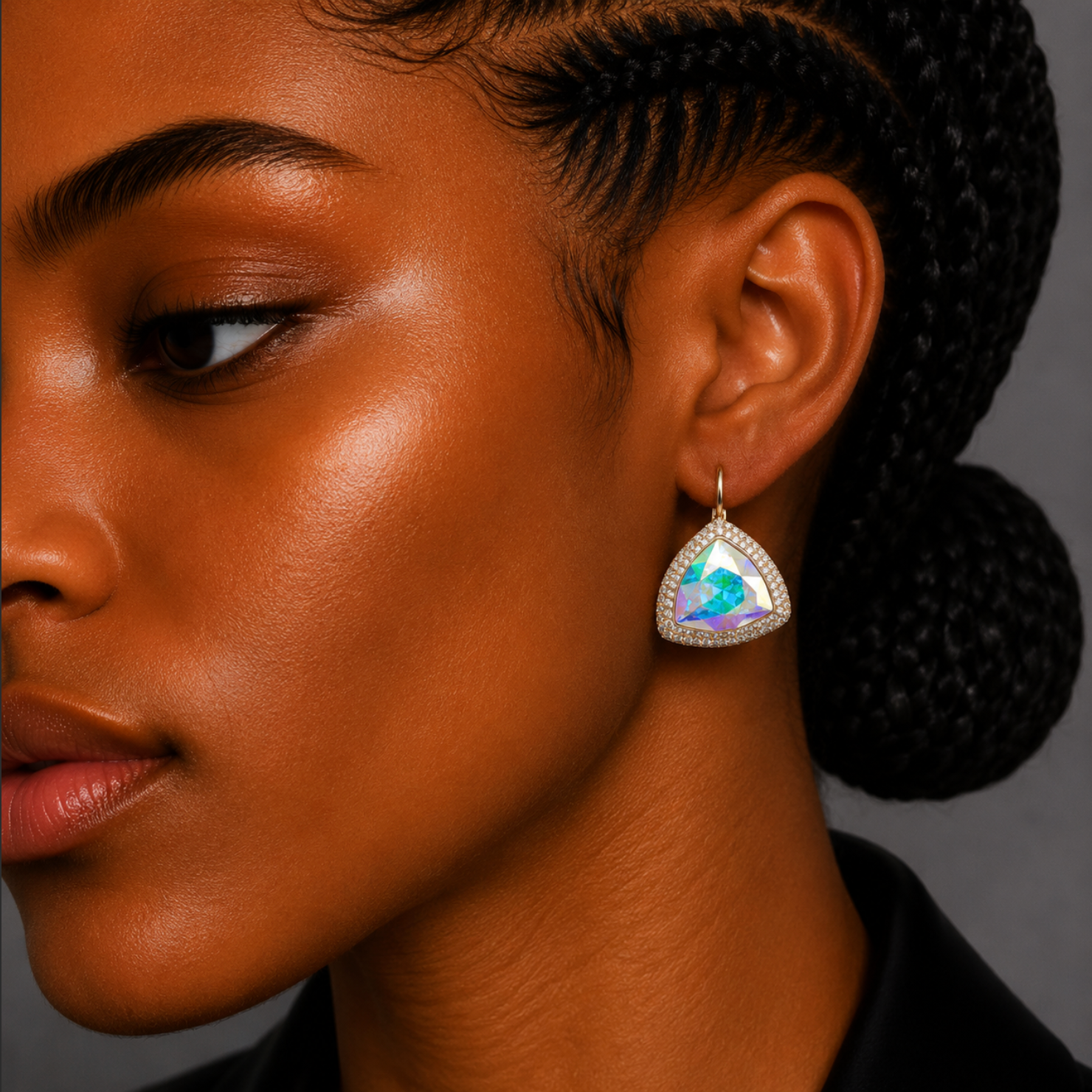 Geometric Triangle Swarovski Earrings – Premium