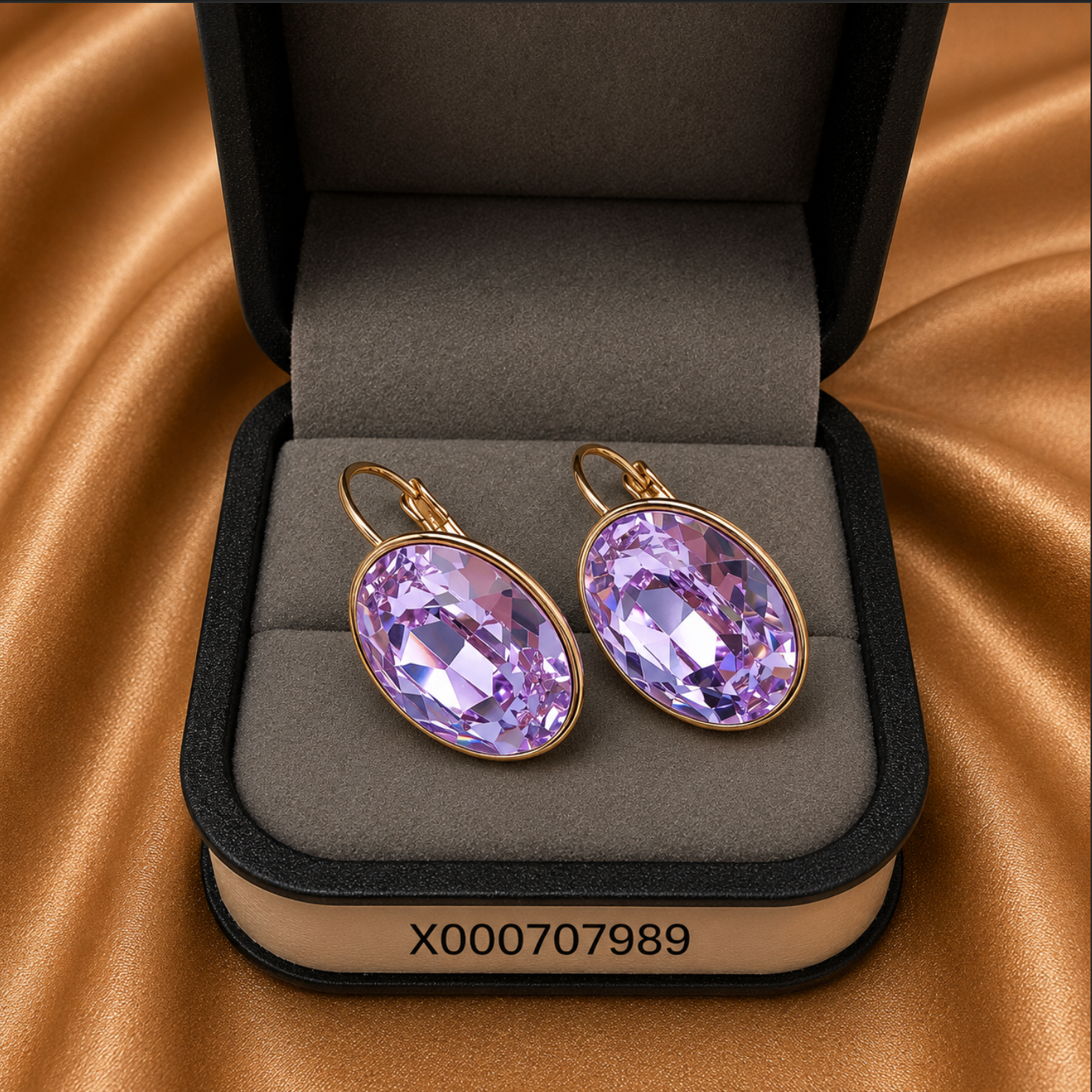Oval Swarovski Luxury Drop Earrings – 18k Gold Plated