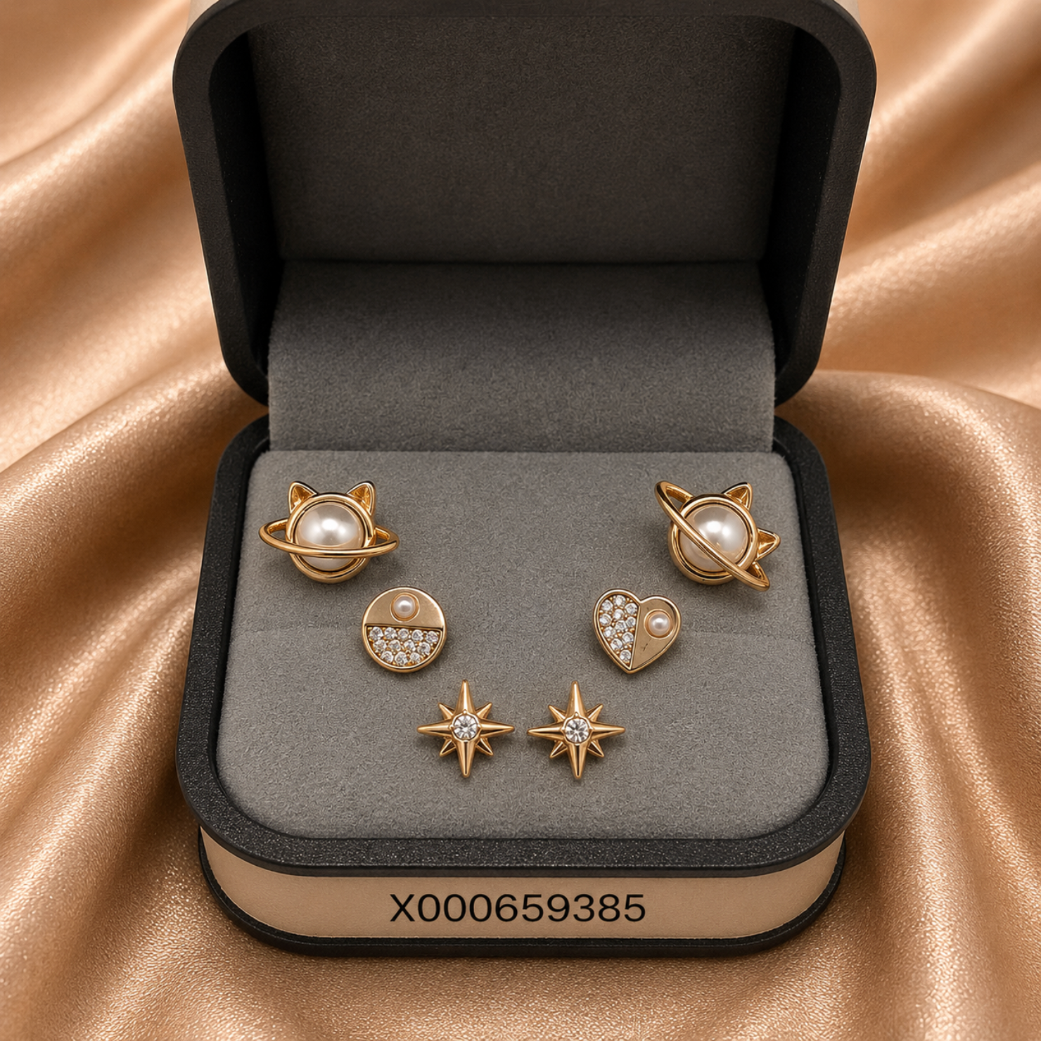 Crystal Trio Earring Set – Celestial & Pearl