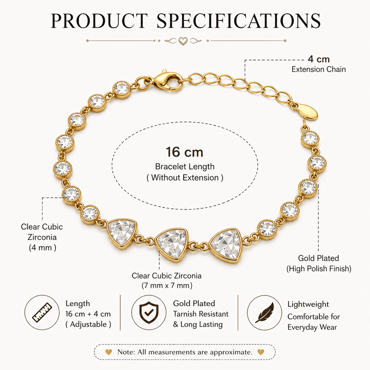 The Maya Bracelet – 18k Gold Plated – Clear