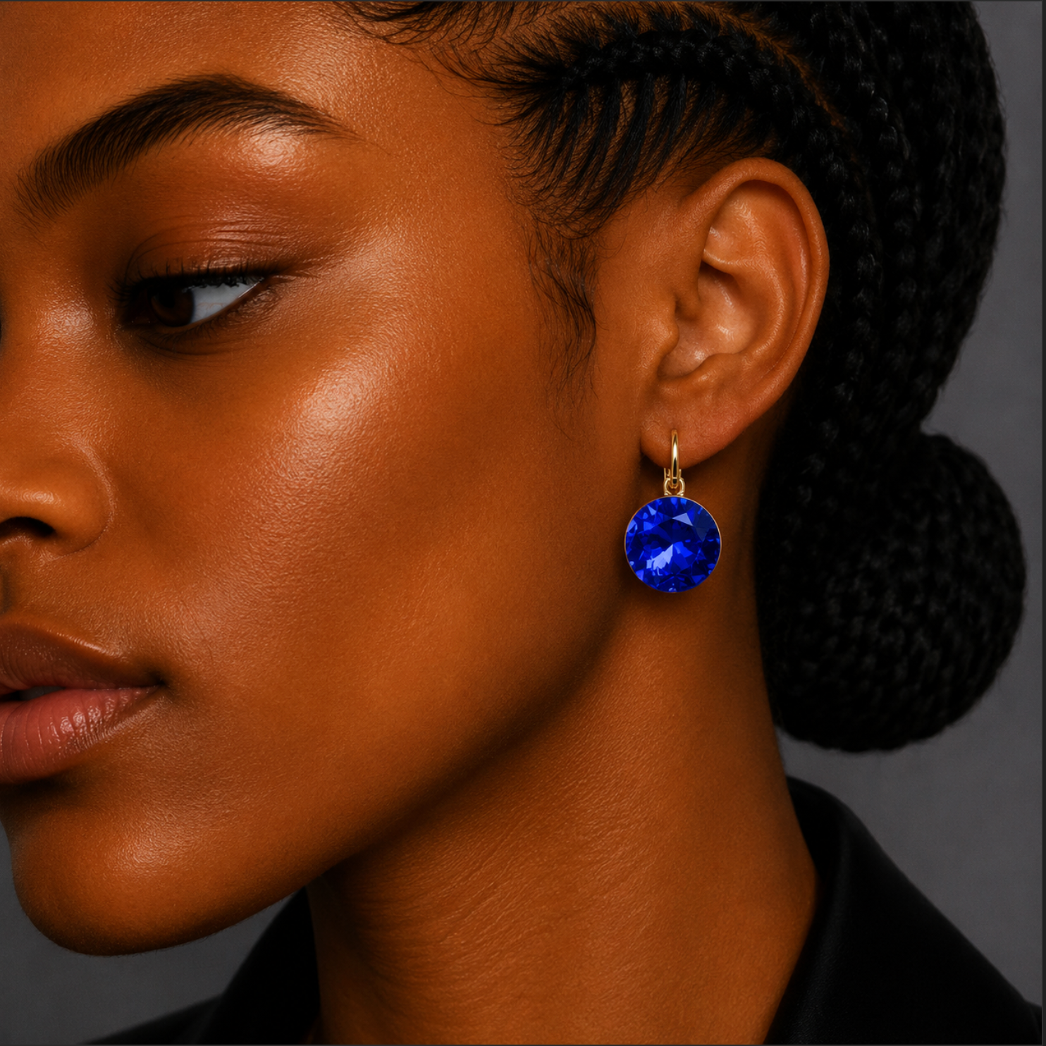 Round Swarovski Drop Earrings – 18k Gold Plated