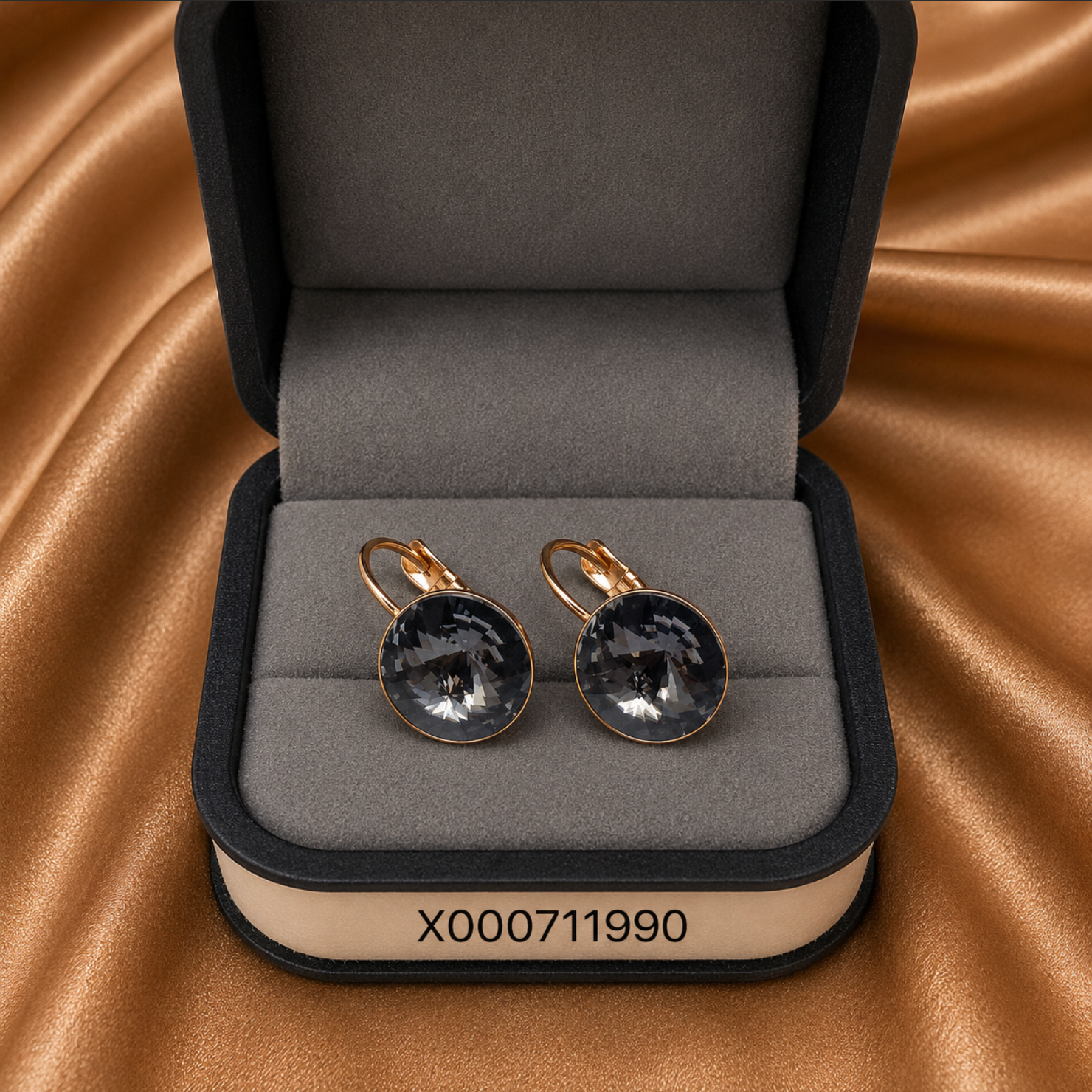 Round Swarovski Drop Earrings – 18k Gold Plated