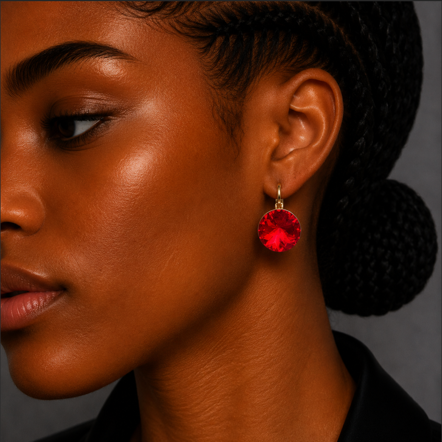 Round Swarovski Drop Earrings – 18k Gold Plated