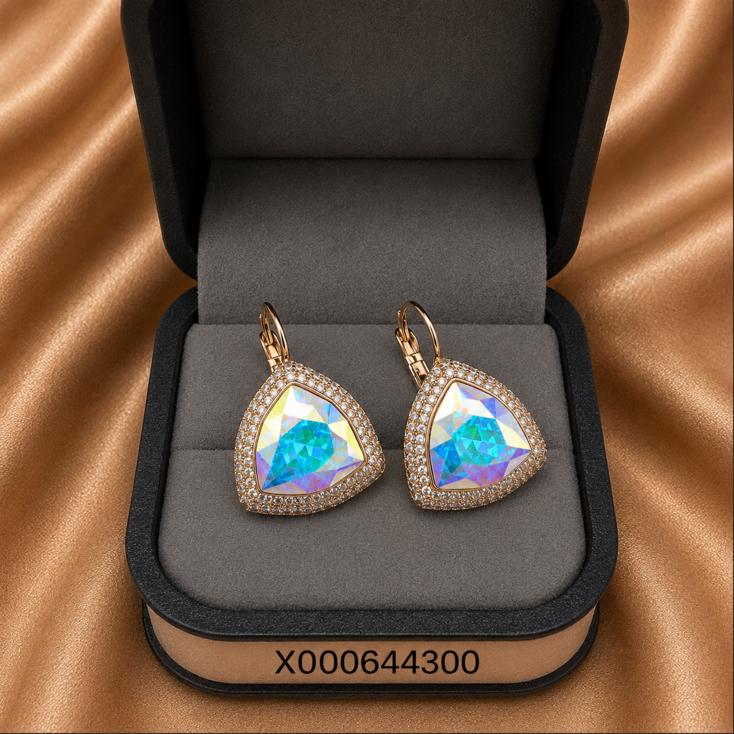 Round Swarovski Drop Earrings – 18k Gold Plated