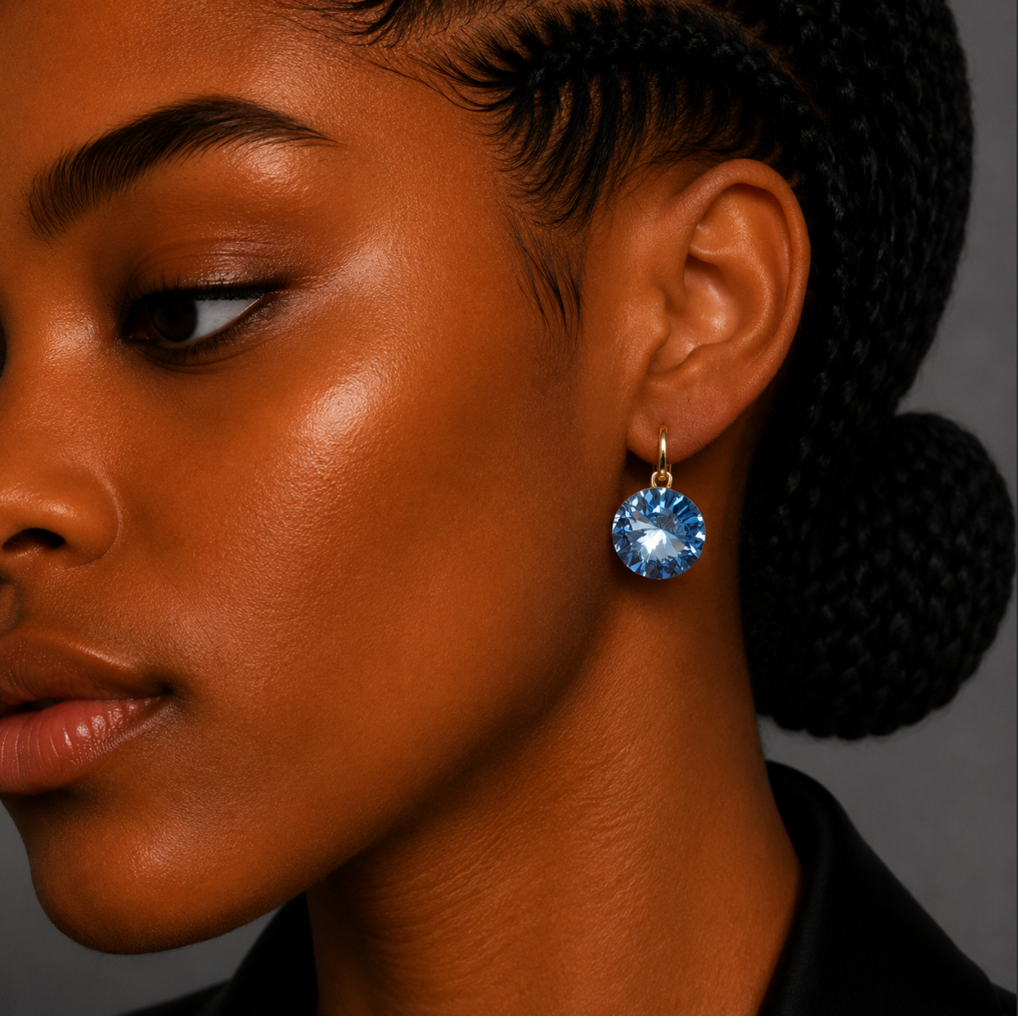 Round Swarovski Drop Earrings – 18k Gold Plated