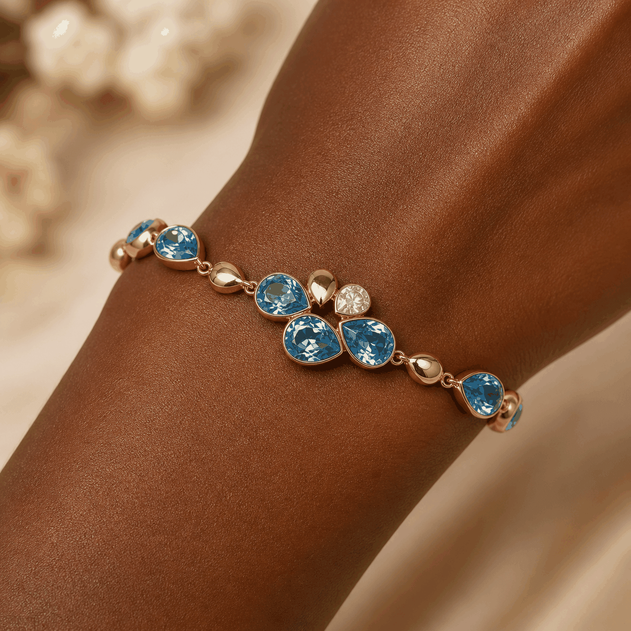 The Keira Bracelet – 18k Gold Plated – Aqua - model