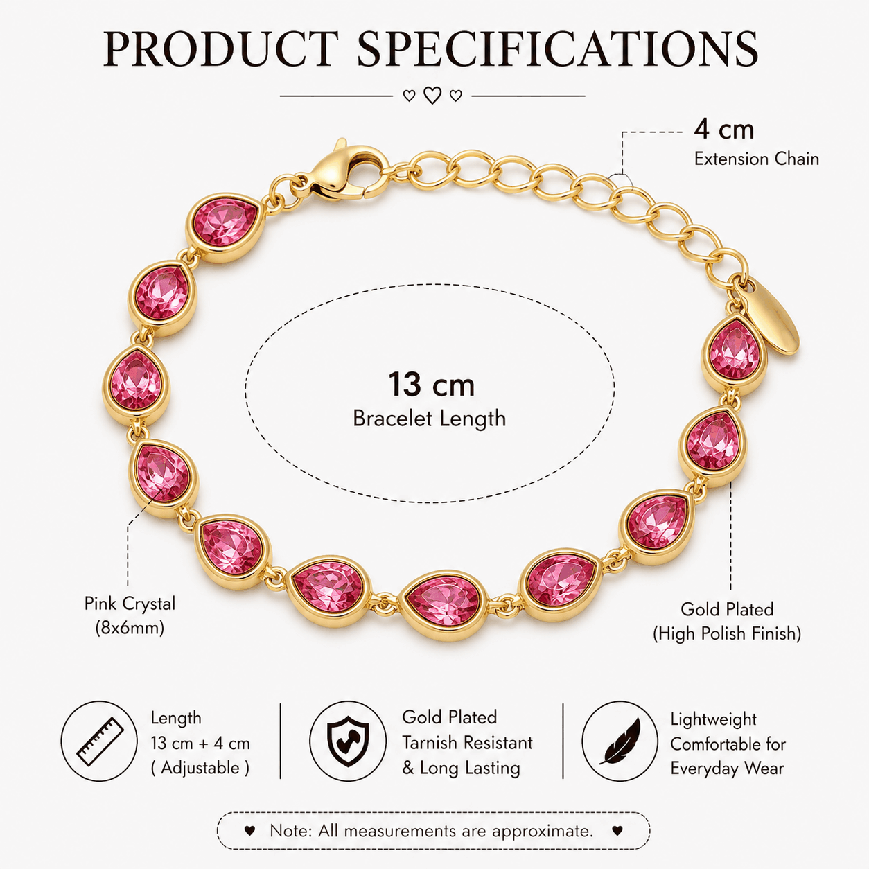 The Jade Bracelet – 18k Gold Plated – Pink