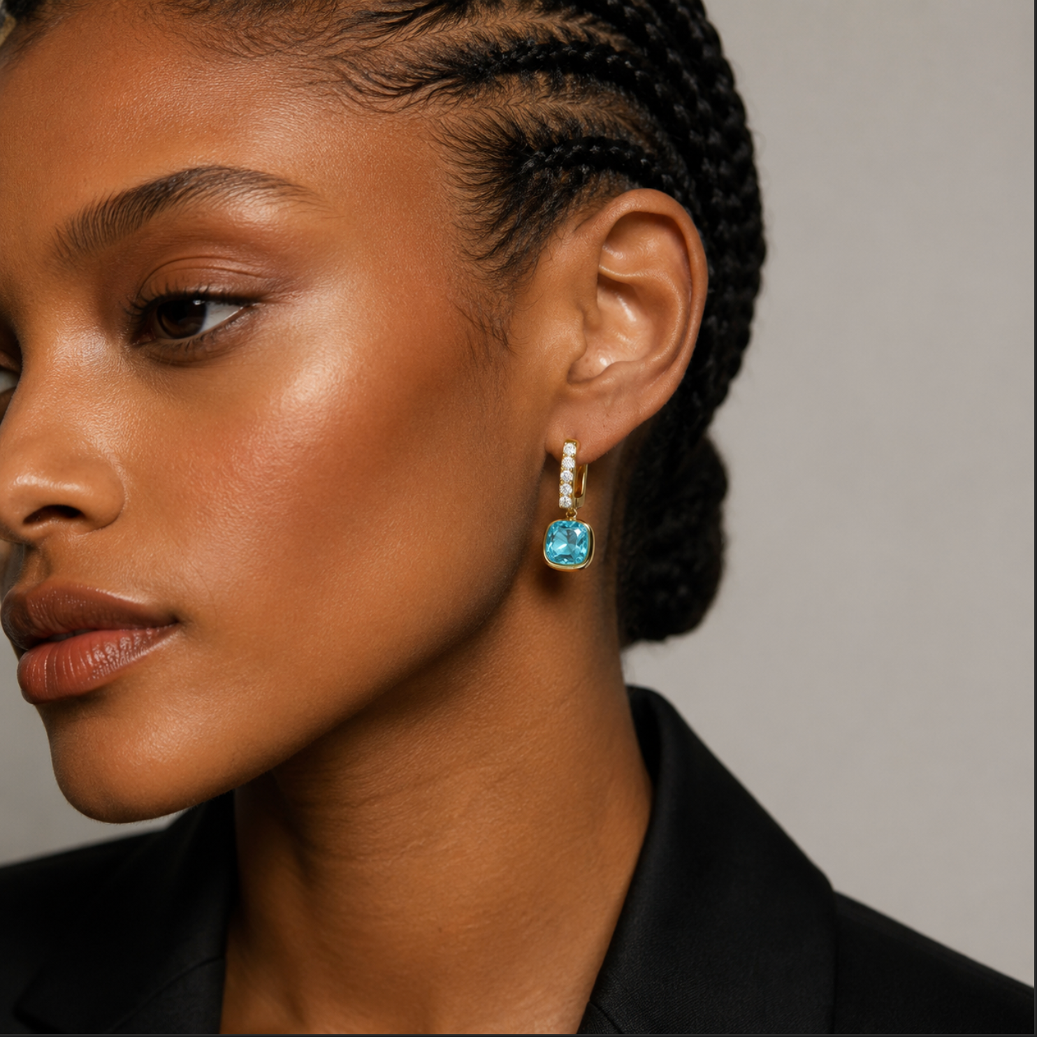 Swarovski Hoop Drop Earrings Model