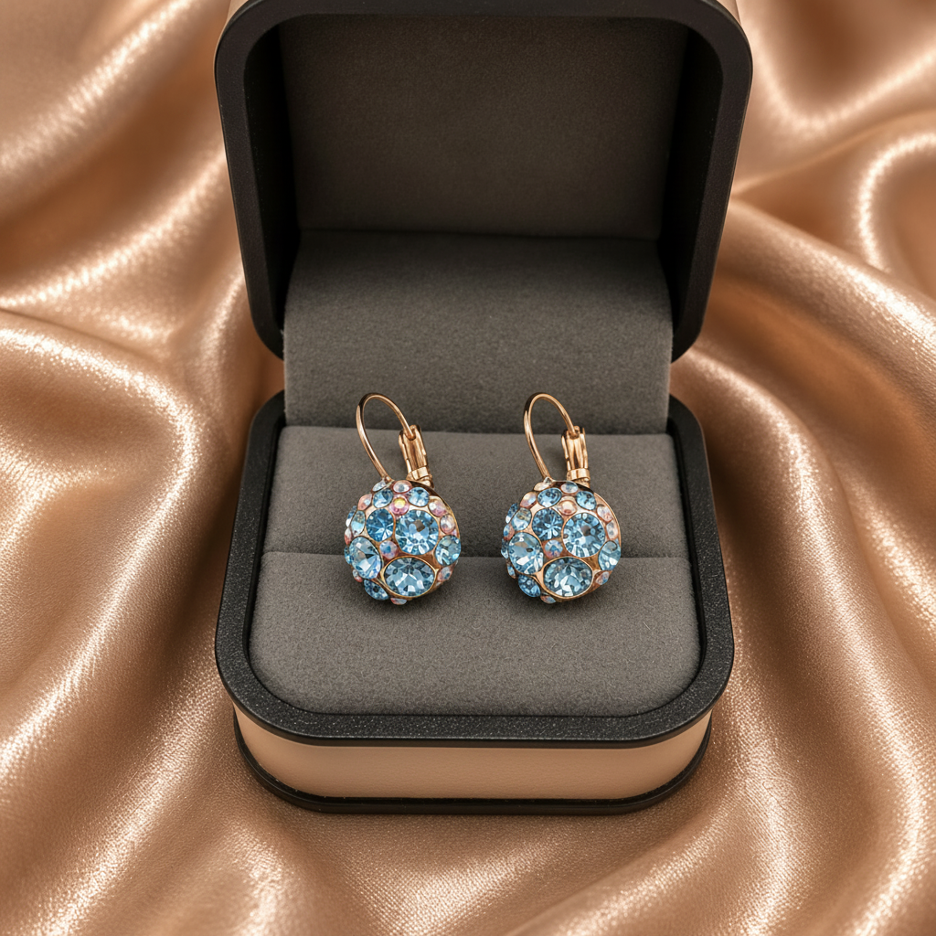 Crystal Cluster Drop Earrings – 18k Gold Plated