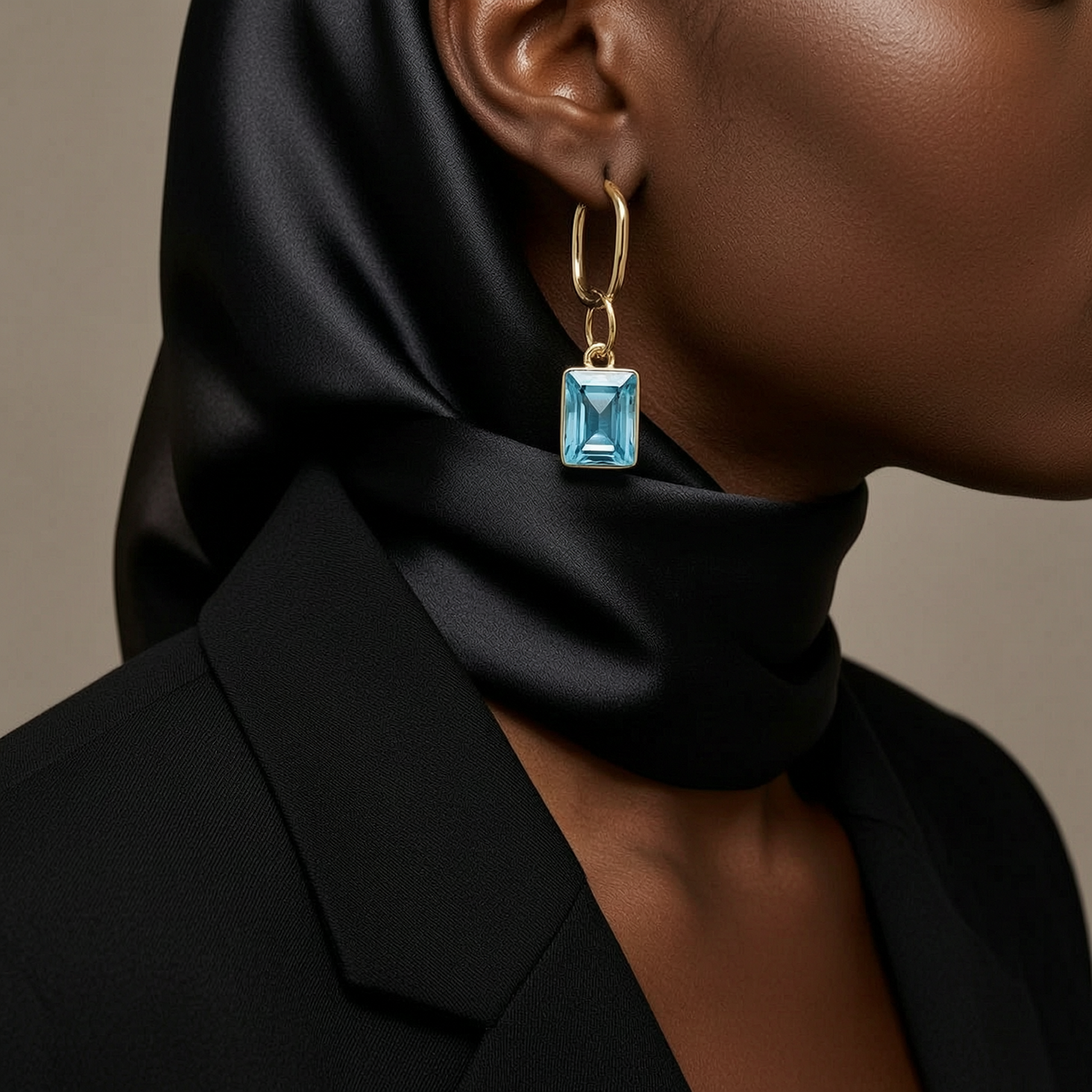 Square Swarovski Drop Earrings – 18k Gold Plated
