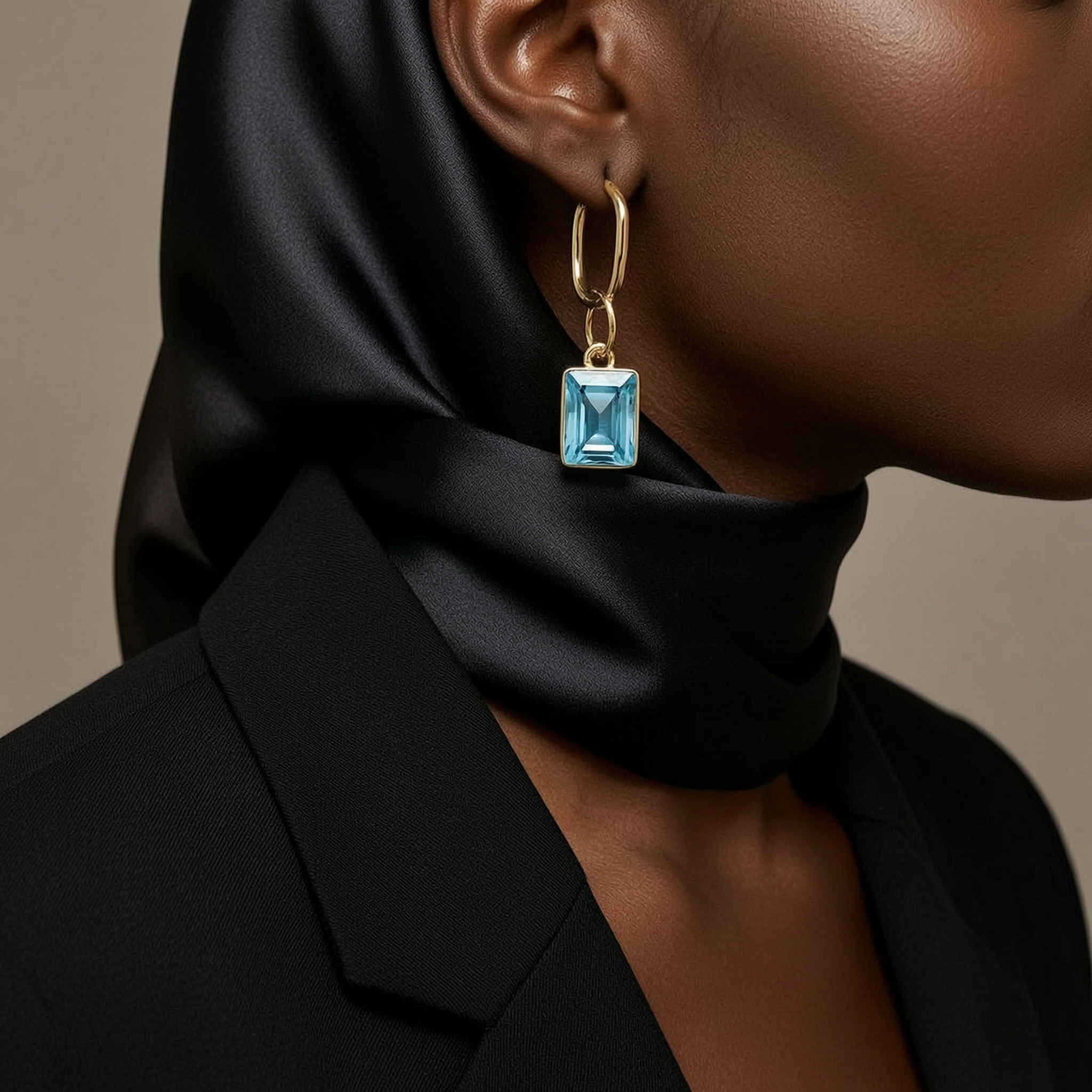 Square Swarovski Drop Earrings – 18k Gold Plated