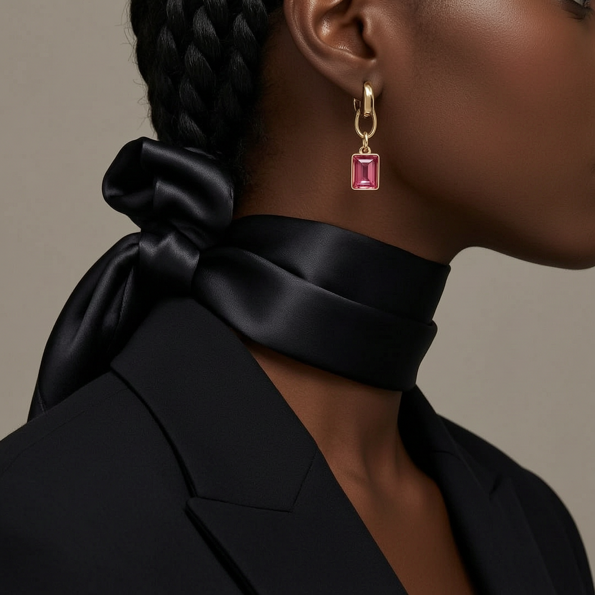Square Swarovski Drop Earrings – 18k Gold Plated