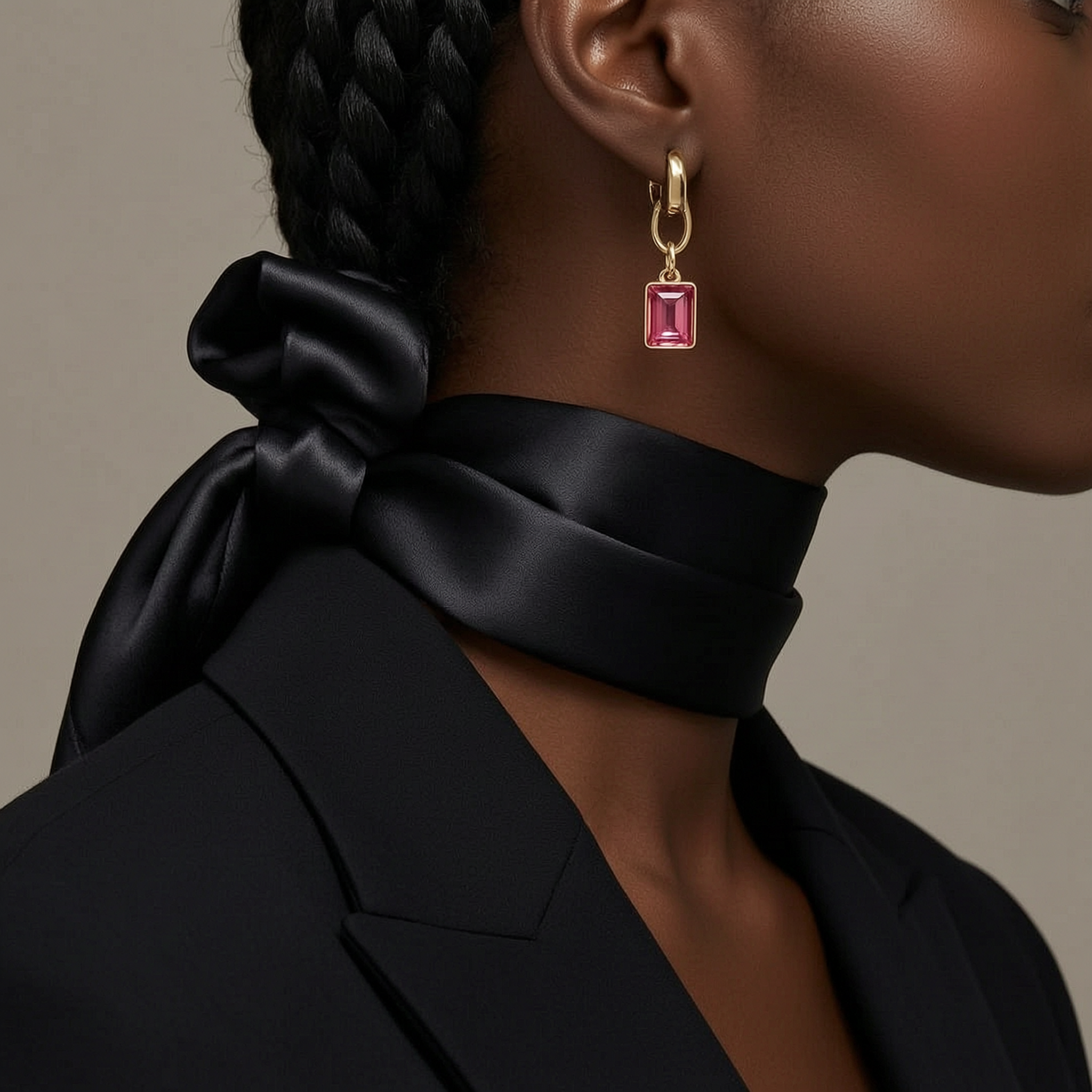 Square Swarovski Drop Earrings – 18k Gold Plated