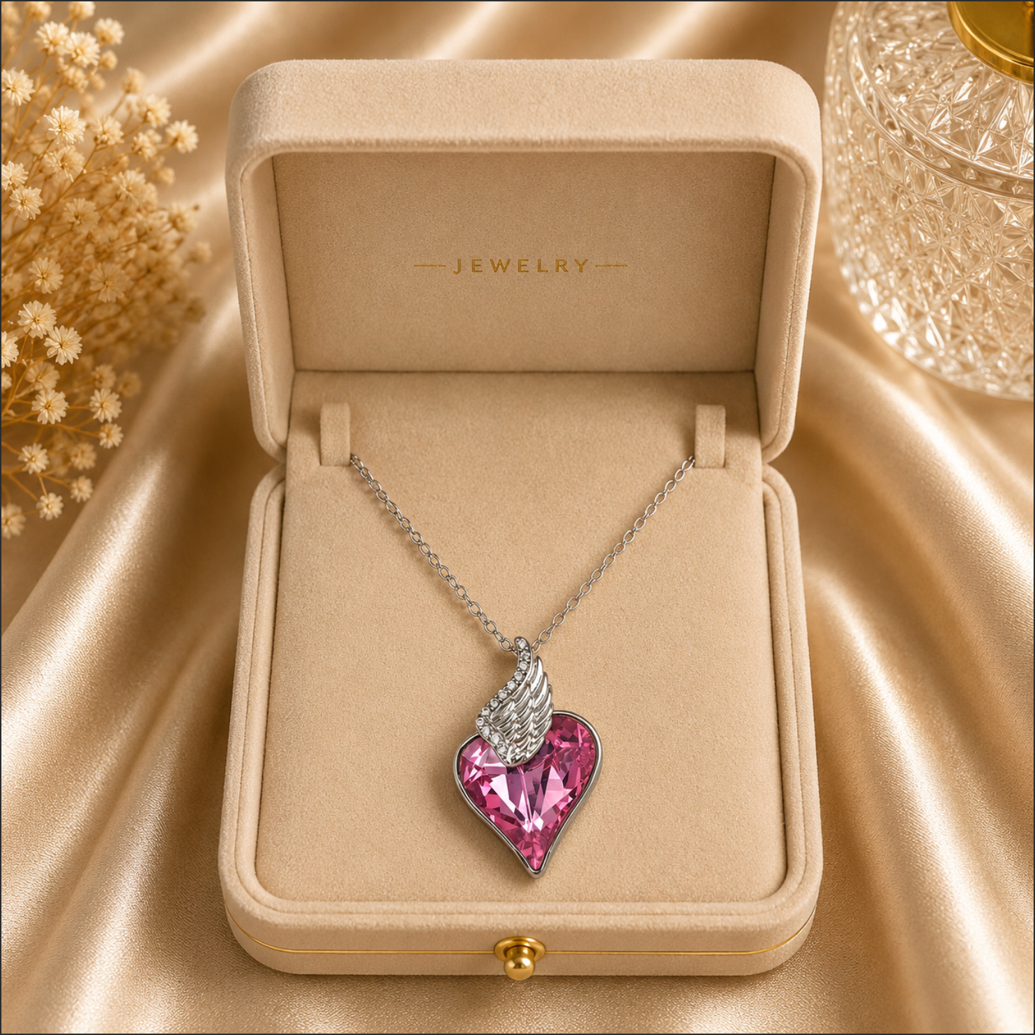 The Seraphina Necklace 18k Gold Plated Angel Heart