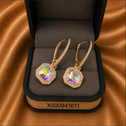 Crystal Halo Drop Earrings – 18k Gold Plated