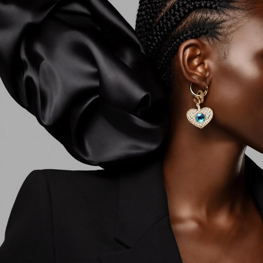 Heart Drop Swarovski Earrings – 18k Gold Plated