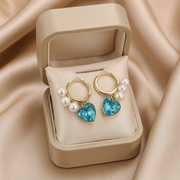 Pearl Heart Swarovski Earrings – 18k Gold Plated
